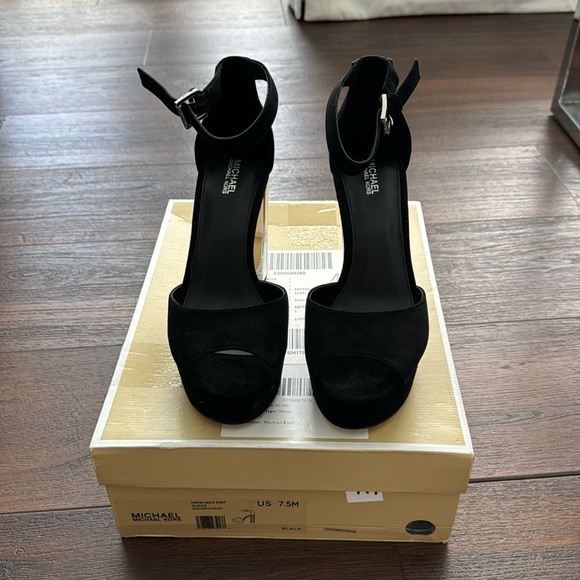 MICHAEL Michael Kors Shoes - MICHAEL Michael Kors Porter NWT Ankle Strap Suede Platform Block Heel Sandals.